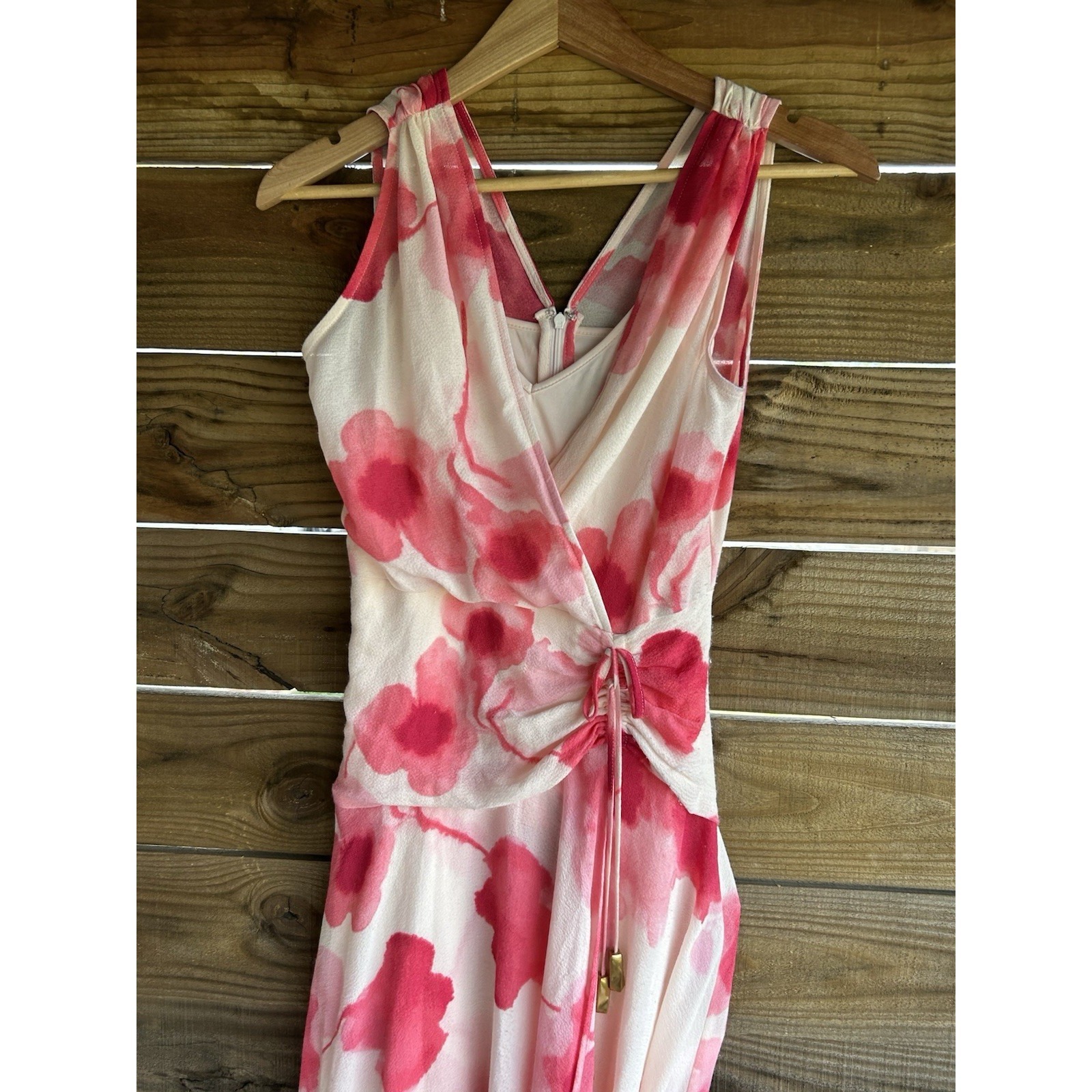 Donna Karan Floral Chiffon Wrap Midi Dress, 2